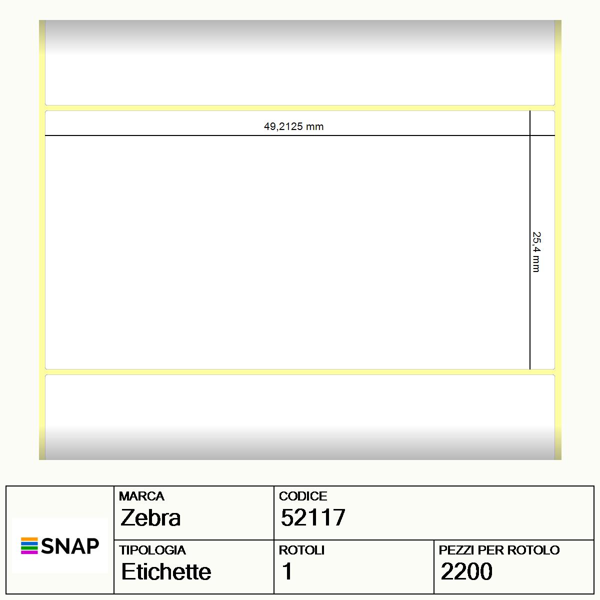 52117 - Etichette Zebra Argento 8000T Void Matte Poliestere