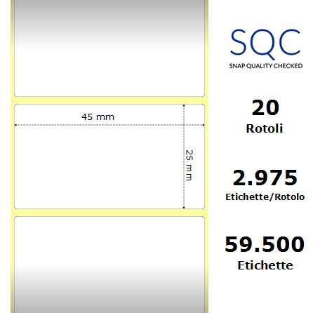 TT045025-PWPU-1C-25/127-59500 - Etichette SQC Personalizzato Carta
