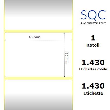 DT045030-PWPC-25/100 - Etichette SQC  S-DESK-PD Carta