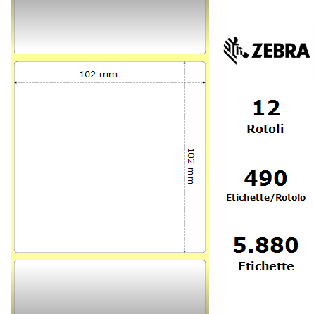 3008426 - Etichette Zebra  PolyPro 4000T Matte Polipropilene