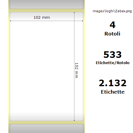 3012964 - Etichette Zebra  PolyPro 3000T Gloss Polipropilene