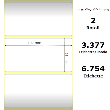 3012950 - Etichette Zebra  PolyPro 3000T Gloss Polipropilene