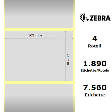 880386-076 - Etichette Zebra Argento Z-Ultimate 3000T Silver