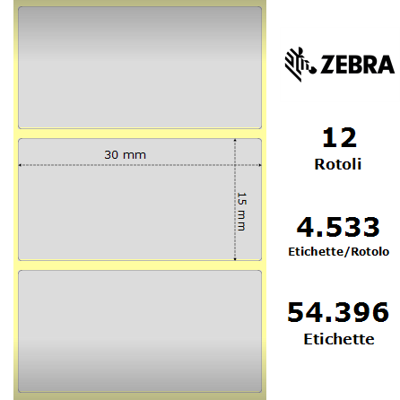 3012604-T - Etichette Zebra Argento Poliestere