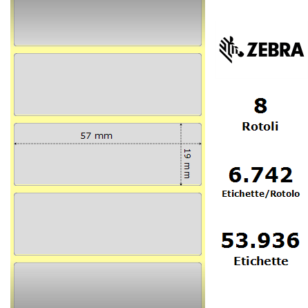 880374-019 - Etichette Zebra Argento Z-Ultimate 3000T Silver