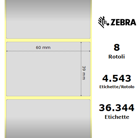 86164 - Etichette Zebra Argento Z-Ultimate 3000T Silver Poliestere